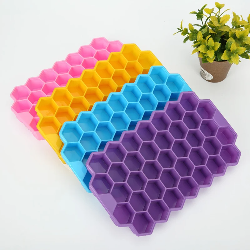 

DIY high quality 37 Cavity Honeycomb industrial Ice Cube Tray Mold, Food Grade Flexible Silicone Ice Molds for Whiskey, According to pantone color