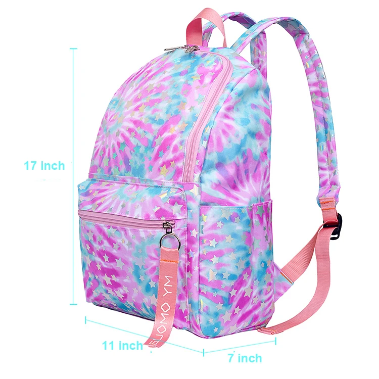 

High quality polyester polyester fabric school bag backpack, Pink + silver