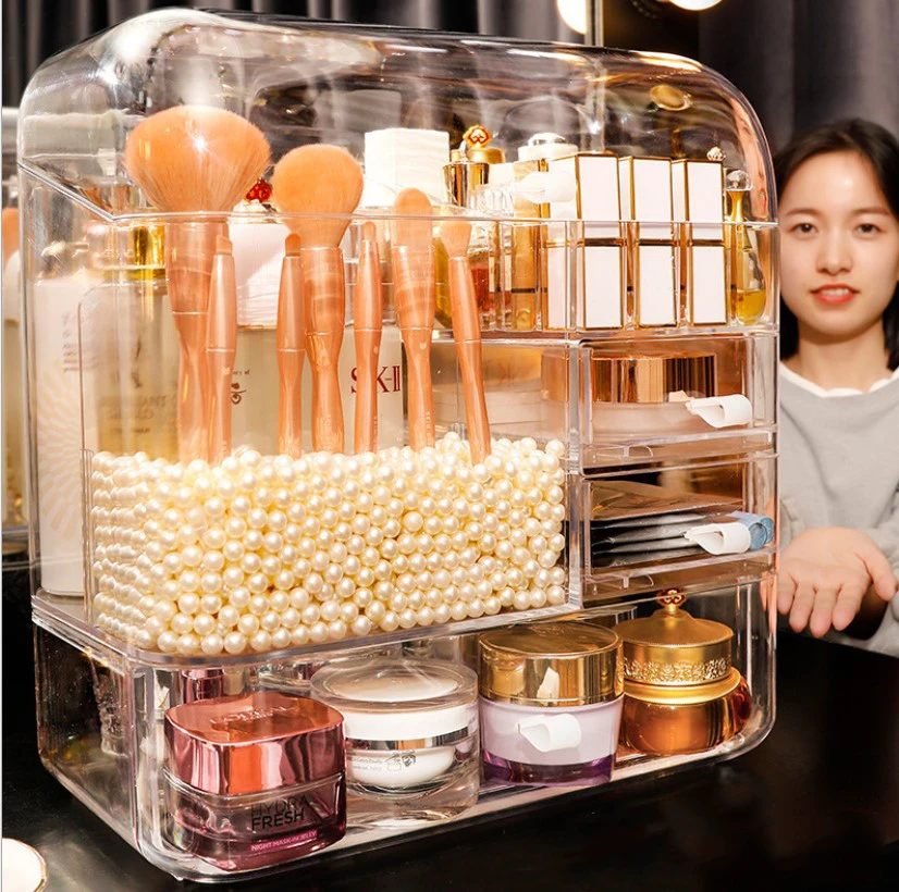 

Waterproof Clear 3 Drawers Acrylic Cosmetic Organizer Makeup Jewelry Storage, Optional