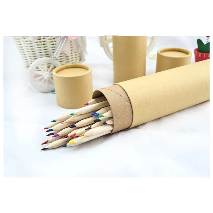 
Promotional Eco-Friendly Professional Natural Rainbow Short Wooden Coloured Pencil 12 Color Pencils Set With Box 