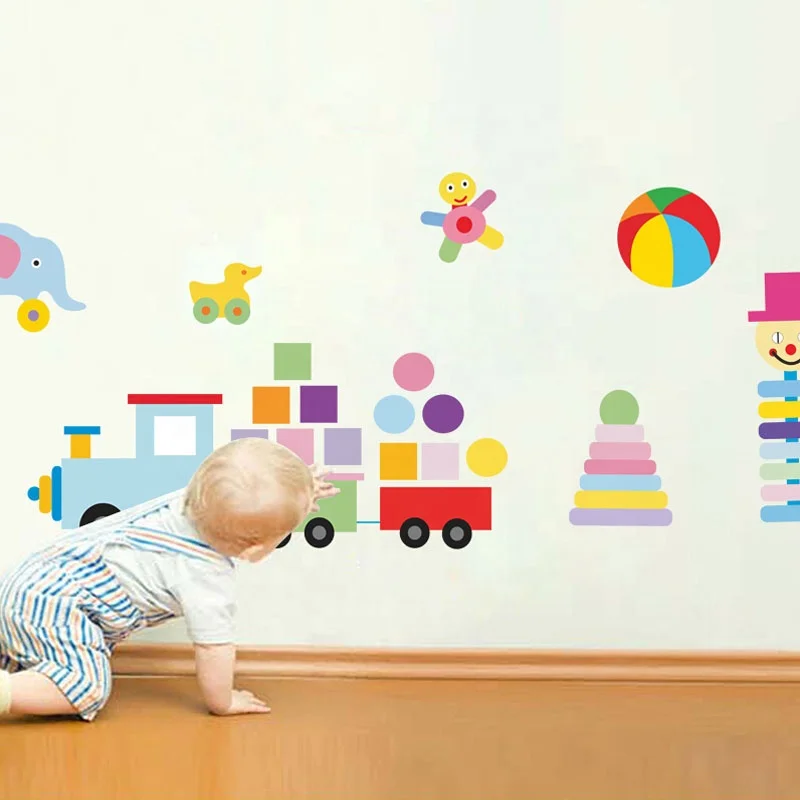 baby circus wall decals removable kids cartoon wall sticker for