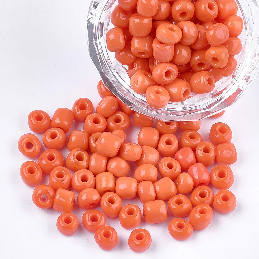 

Pandahall Opaque Colours Round DarkOrange Glass Seed Beads, Dark orange