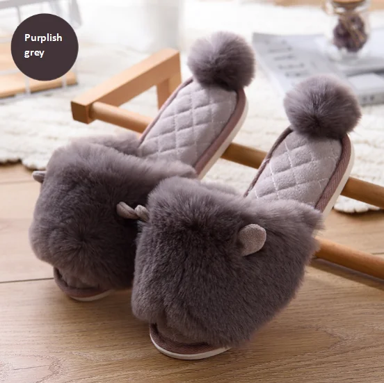 

Factory wholesale autumn and winter cotton slippers home girl lovely indoor cotton slippers, Black ,pink,beige,purplish grey