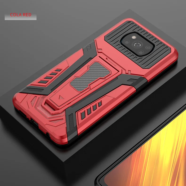 

New Design Anti Shock TPU PC Magnetic Kickstand Hard Phone Back Cover Case Car for Xiaomi POCO X3 Cases