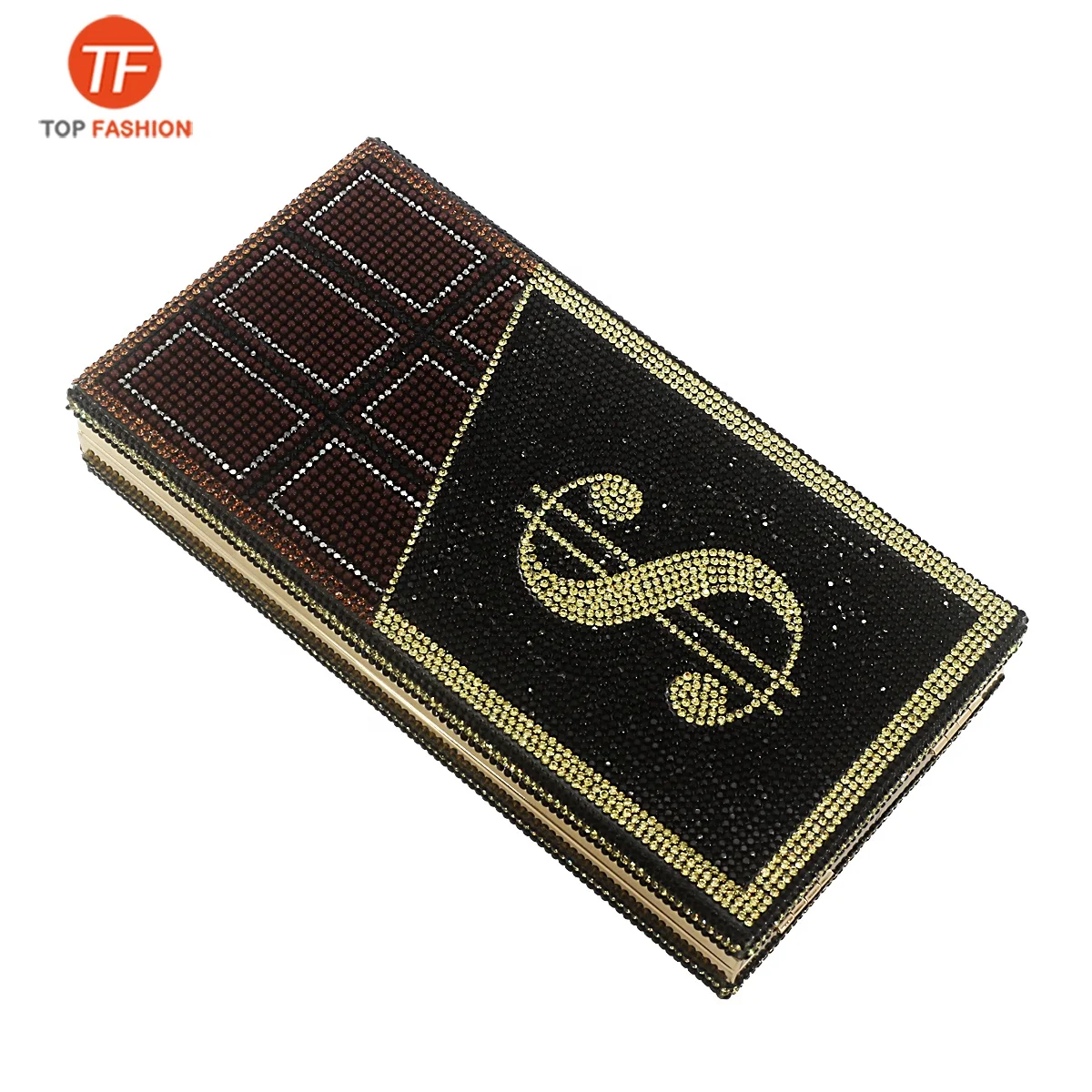 

2020 Fashion New Bling Chocolate Diamond Evening Party Bag Rhinestone Candy Bar Clutch Purse, ( accept customized )