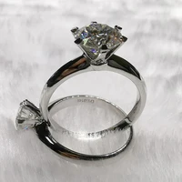 

6 Prong 3 carat Big Size Moissanite Diamond Engagement Rings Pure 18K White Gold Au750 Wedding Ring