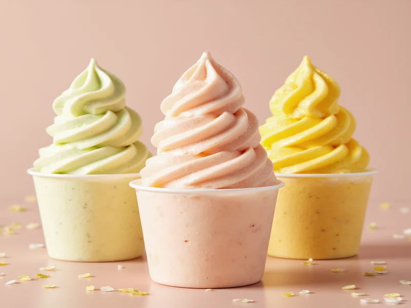 Three flavor variations of condensed milk ice cream