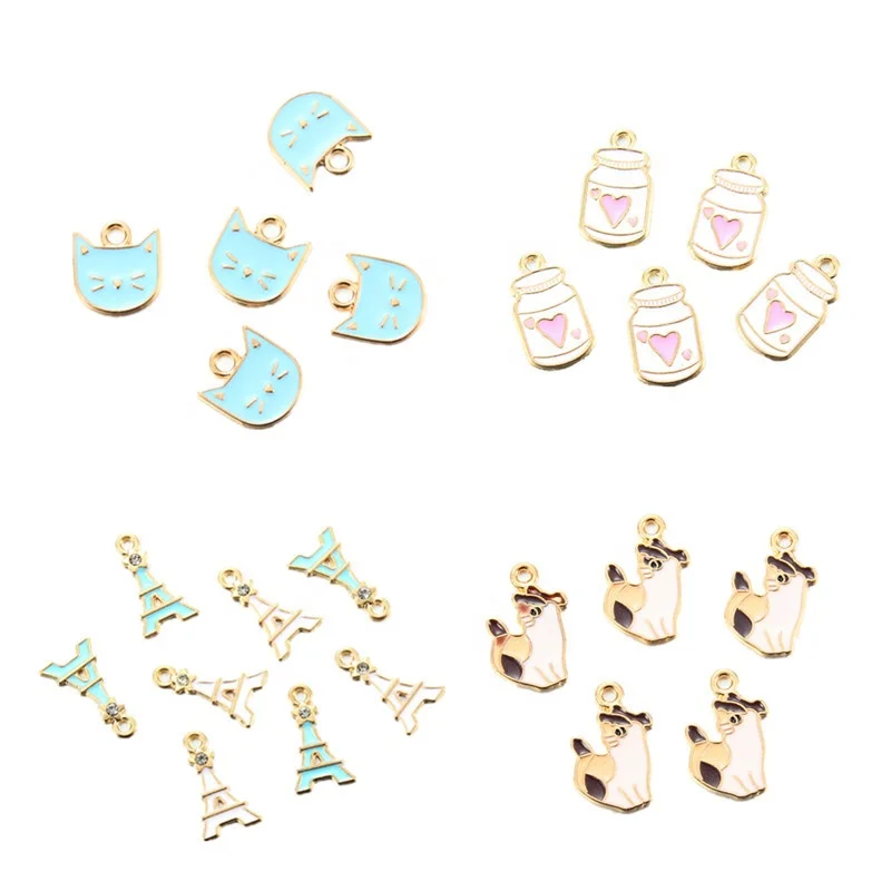 

Cute style Charms Craft DIY milk bottle Eiffel tower drop oil alloy pendant Bracelet Earrings for Jewelry Making Accessories, Silver