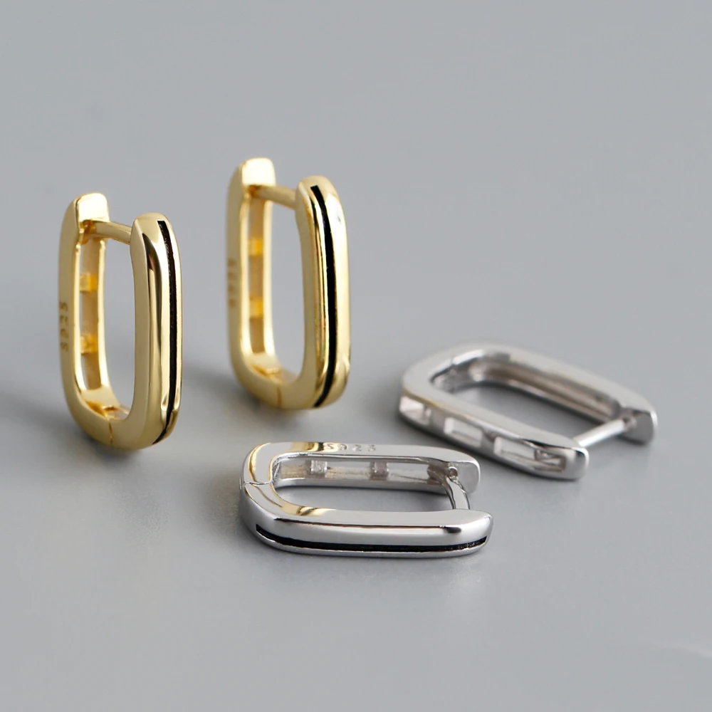 Drop Shipping 925 Sterling Silver U-shapedoil Drip Enamel Gold Plated Hoop Earring Jewelry for Women