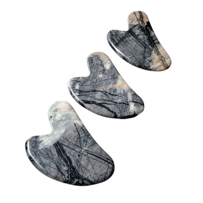 

hot sale 100% natural picasso jasper heart shape gua sha facial and neck massager