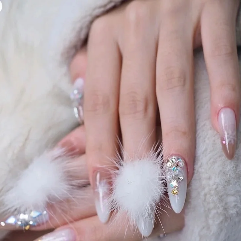 

Popular nail supply charms magnetic nail pom pom for nails, 6 colors