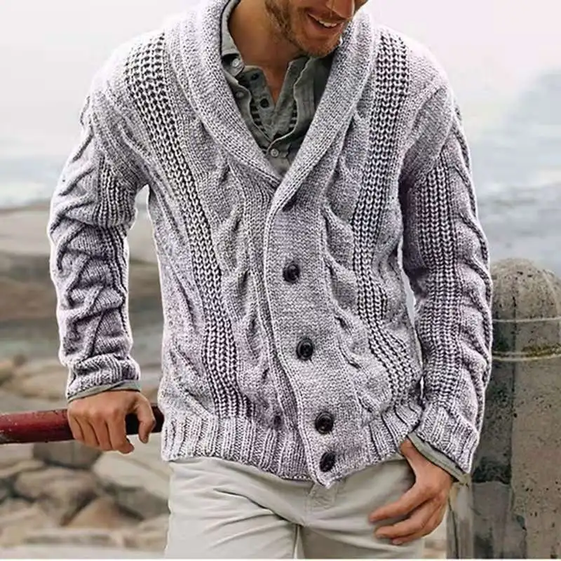 

High quality V neck long sleeve knit casual cardigan for male