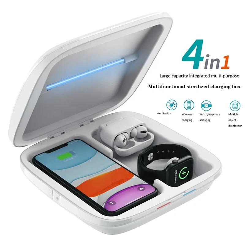 Blitzblue portable uv-c light steriliser Multifunctional 4in1 Wireless Charger UV Sterilizer Disinfection uv Box