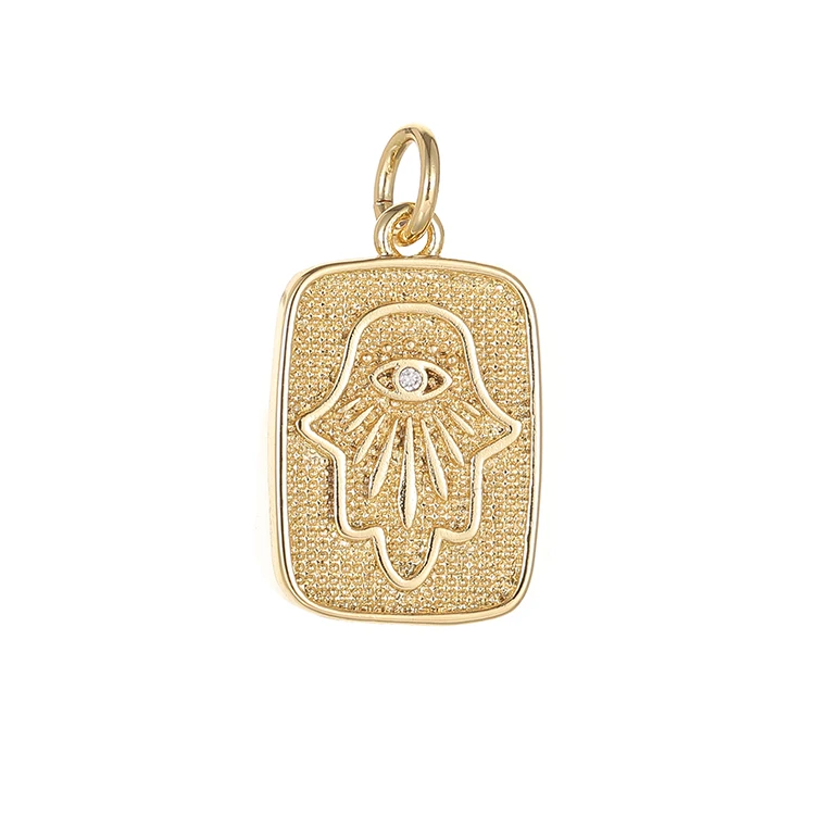 

New Hot Fatima Hand Pendant Jewelry Necklace Accessories 14K Gold Plated Hamsa Pendant Charms for Jewelry Making