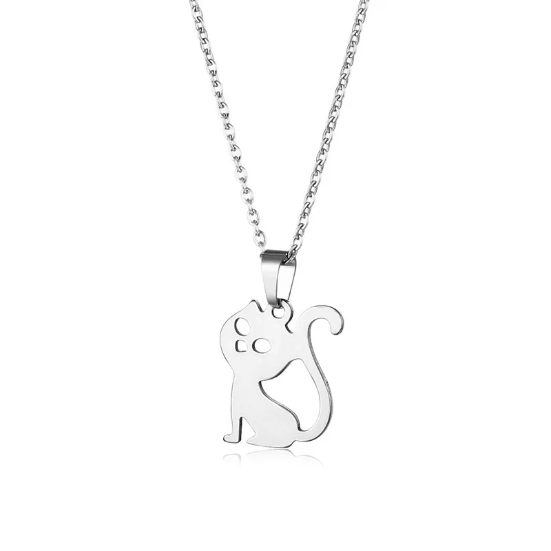 

new arrival cute stainless steel animal cat necklace animal charm necklace