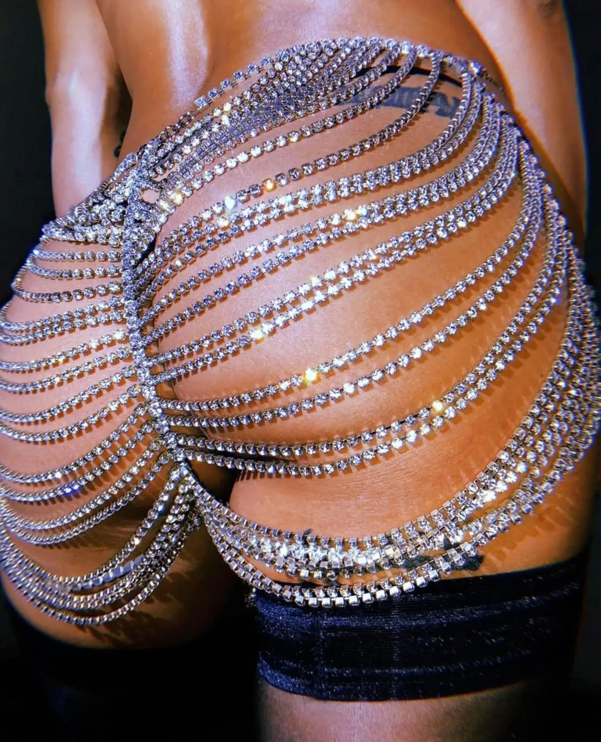 

Custom Luxury Super Flash Sexy Rhinestone Hip Body Chain Dress for Nightclub