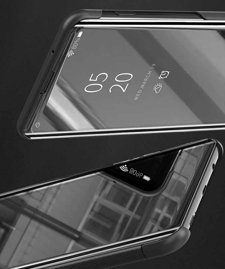 Luxury Leather Clear View Flip Standing Mirror Mobile Cell Phone Cover Case For Samsung Galaxy S20