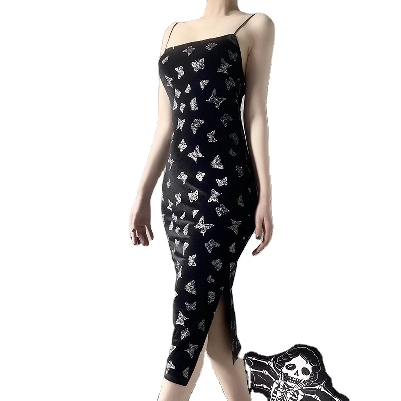 

Fork Cheongsam Bodycon Women Night Club Sling Qipao Dress Print 2022 Fashion Dark Sexy Casual Dresses Clothing Woman Summer, Picture color