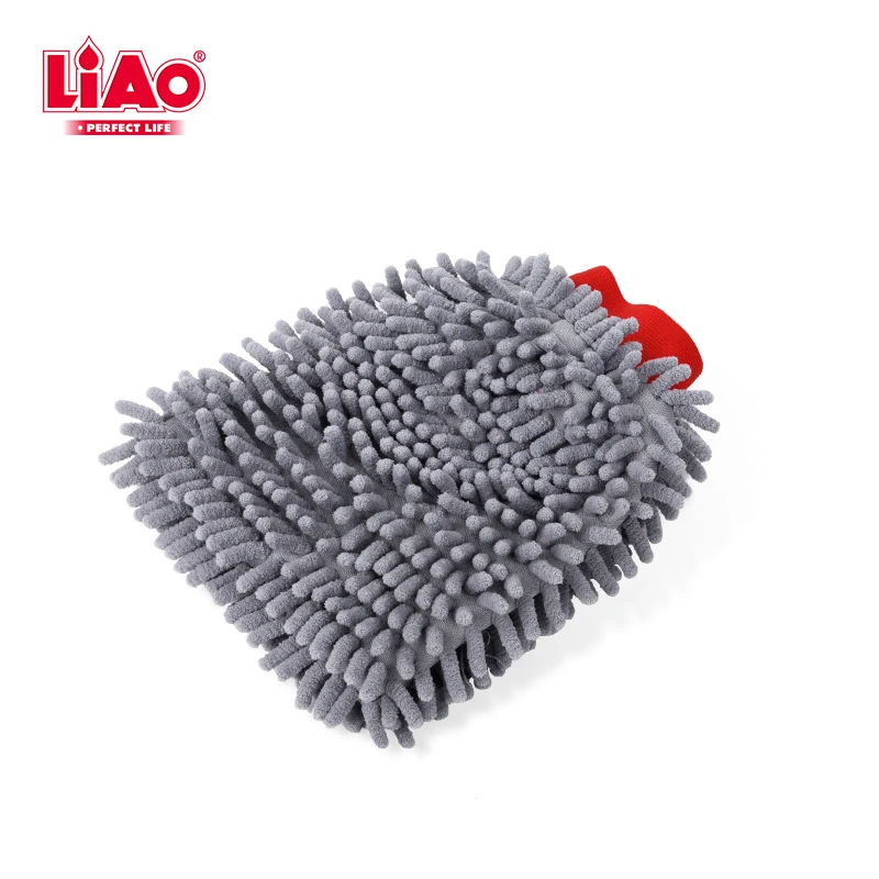 

F130014 LIAO Microfiber Chenille Car Wash Dust Mitt Household Cleaning Gloves, Gray