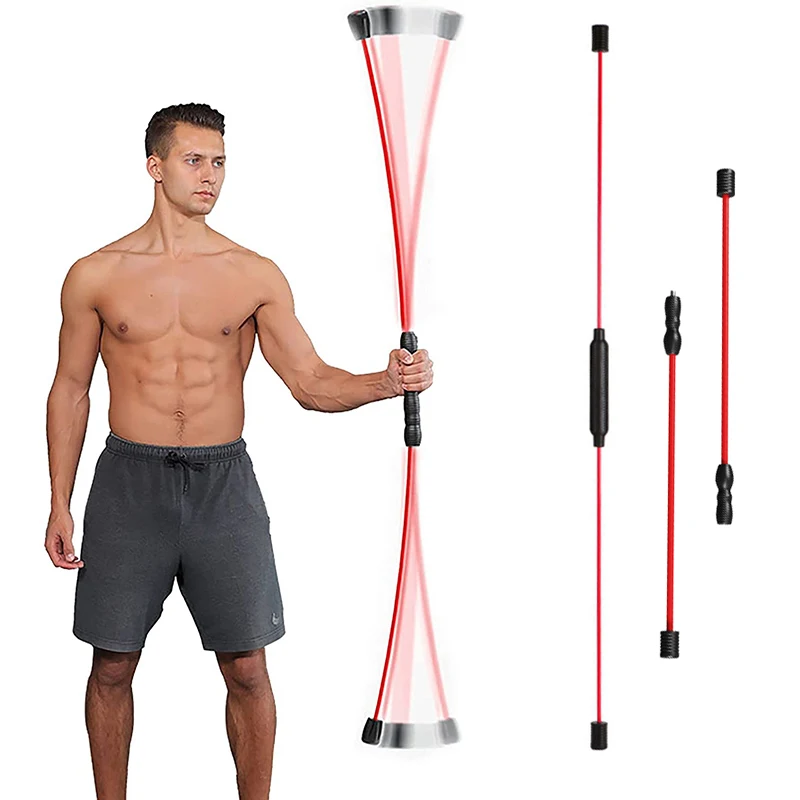 

2021 hot sale Detachable fitness tremor stick aerobic swing Flex bar fiberglass rubber rod high frequency vibration flexi bar, Black,red,blue