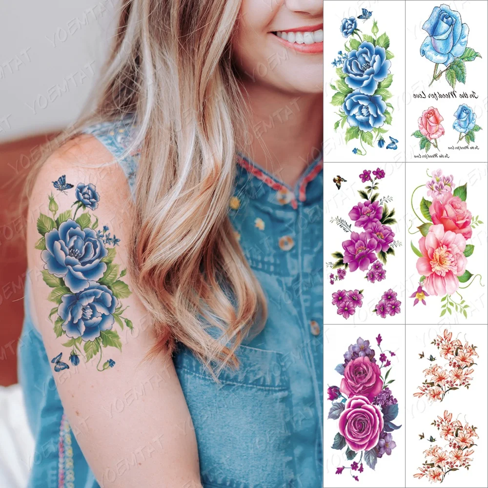 

Wholesale good quality floral custom temporary tattoo sticker, Cmyk