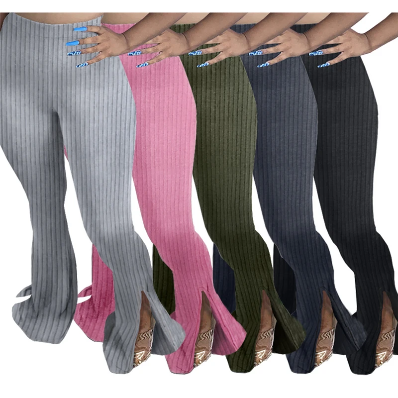

New Style Plus Size Women leggings bell bottom pants flare yoga pants casual skinny solid color joggers sweatpants women