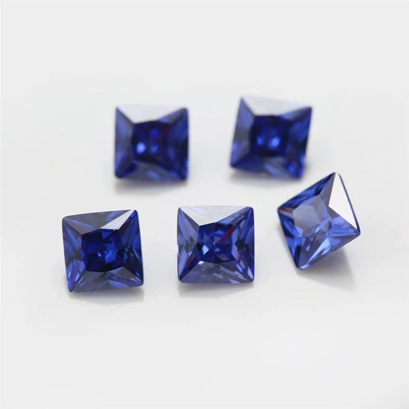 

Thriving Gems Synthetic Blue Sapphire Gemstone Square Princess Shape Cubic Zirconia