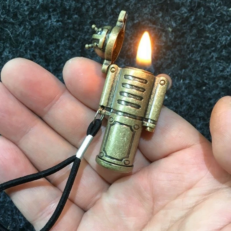 

Creative Retro Flint Wheel Kerosene Lighter Trenches Old Oil Cigarette Lighters With Lanyard Antique