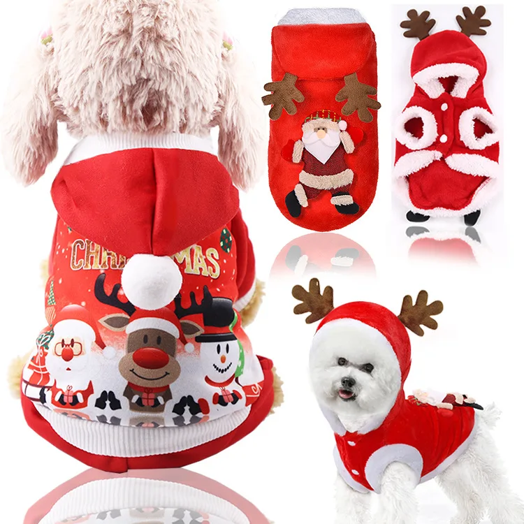 

Manufacturer wholesale warm soft cute design dog christmas clothes, As picture