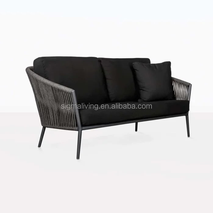 Hot sale comfortable outdoor furniture hand woven garden furniture rope loveseat sofa