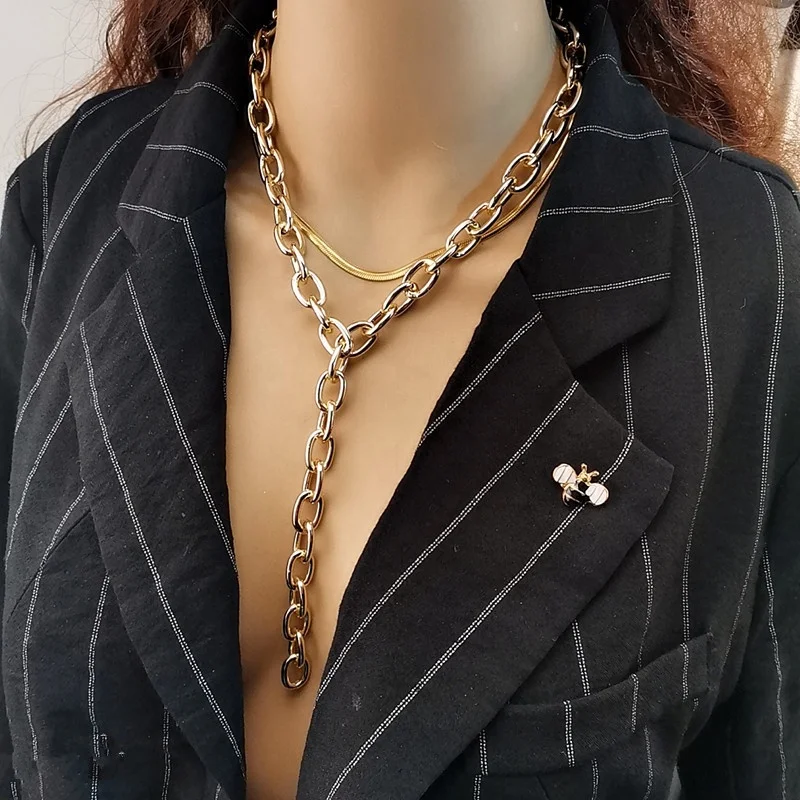 

Hot selling womens hyperbole punk chunky gold chain snake chainse necklaces jewelry