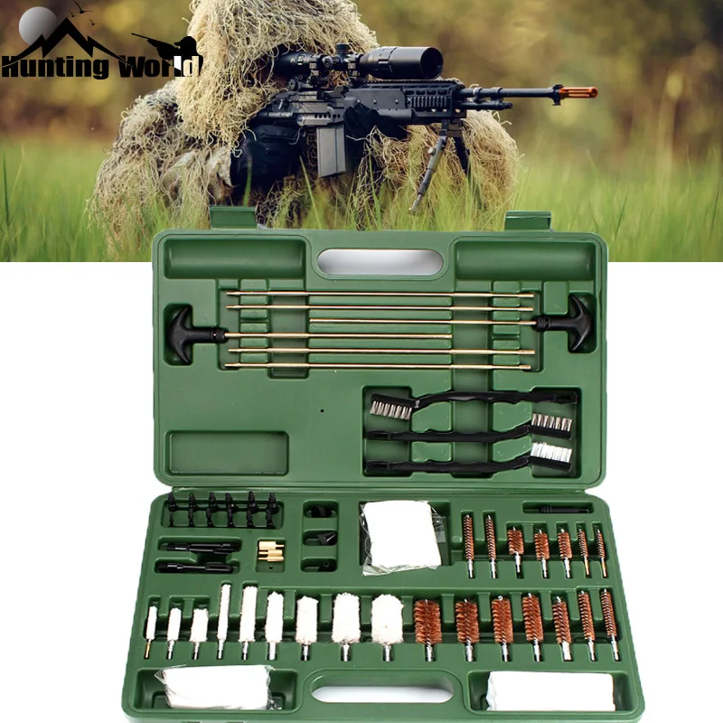 

Tactical Gun Rifle Cleaning kits 62Pcs Shot gun Pistol Handgun Cleaner set with Cotton Copper Brush Carry Case Box for Hunting