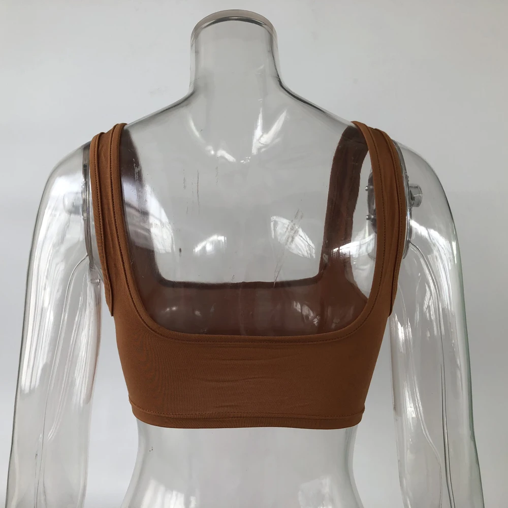 
8056 Summer Soft Cotton Material Bandeau Tops Women Sleeveless Brown Tank Top 3 Colors Streetwear Vest Clothing Dropshipping 