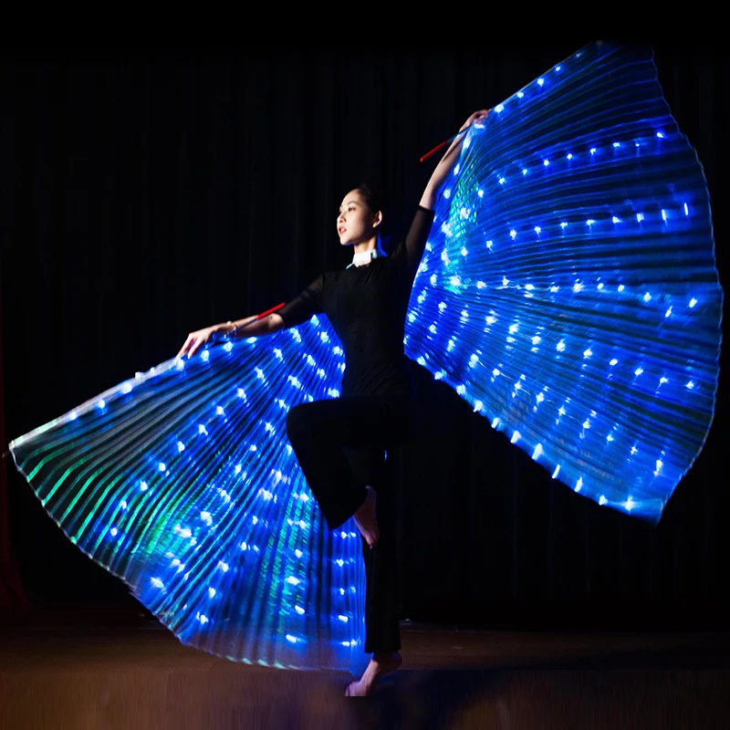 

2021 New Coming LED Luminous Performance Wear Isis Wings Led Dance Wedding Costumes Wings, Colorful