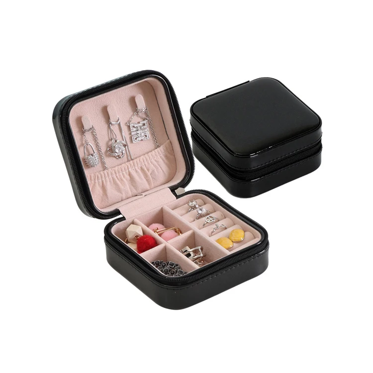 

wholesale small PU leather jewelry ziplock pouch bag with logo custom jewelry travel bag, 4 colors