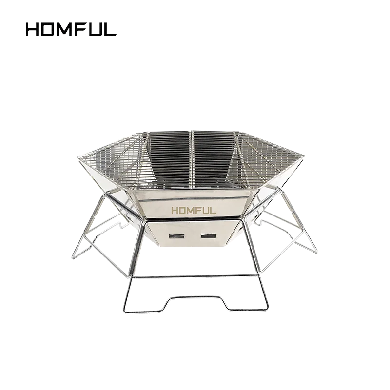 

HOMFUL Inventory Stainless Steel BBQ Grill Folding Camping Barbecue Grill outdoor foldable BBQ grill