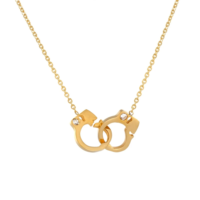 

New Arrival Best Pattern Inlaid Crystal Woman Necklace Pendant High Quality Titanium Steel Woman Handcuffs Necklace, Customized