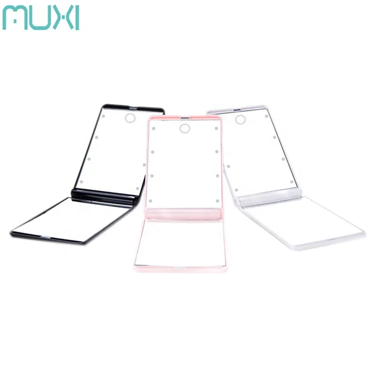 

Promotional Double-Side Square Touch Screen LED Folding Light Cosmetic Mirror, Black/white/pink