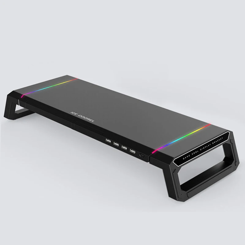 

Multifunctional Desktop RGB Monitor Holder Riser With Mobile Phone Holder Computer Monitor Stand, Black white