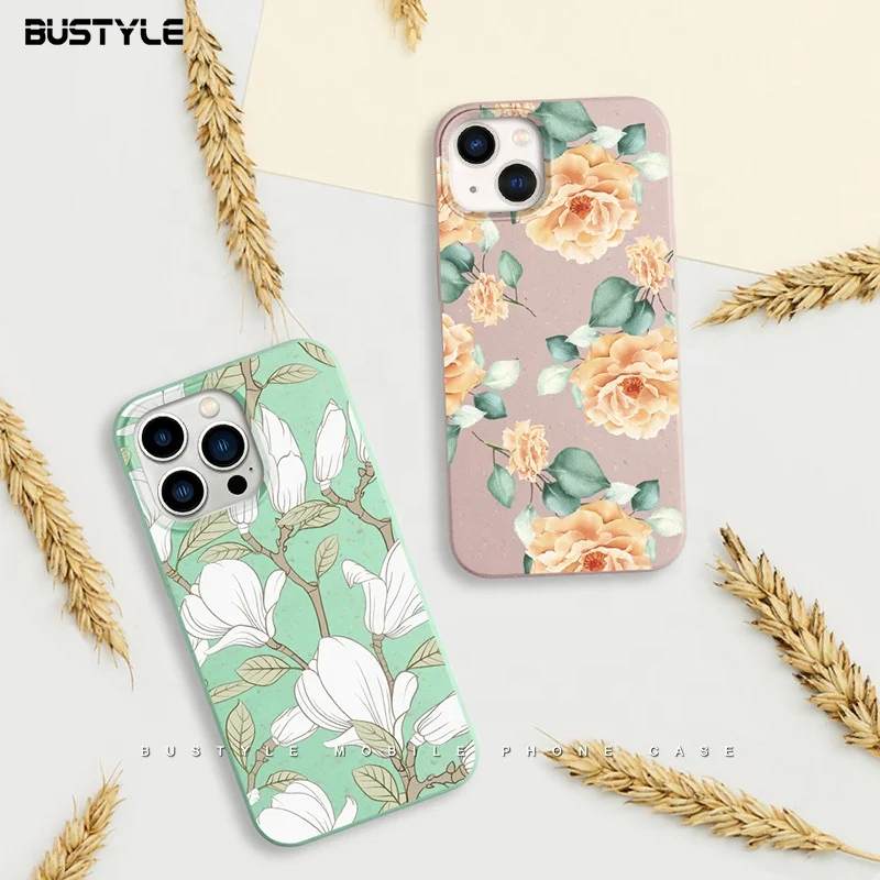 

100% Compostable Eco-friendly Customizable Girly Phone Case for iPhone 13Case 11 X 8 7 SE2 PLA Bamboo Biodegradable Phone Cover