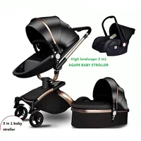

2019 Amazon Hot Sell New Model 3 in 1 Baby Stroller Leather Baby Carriage