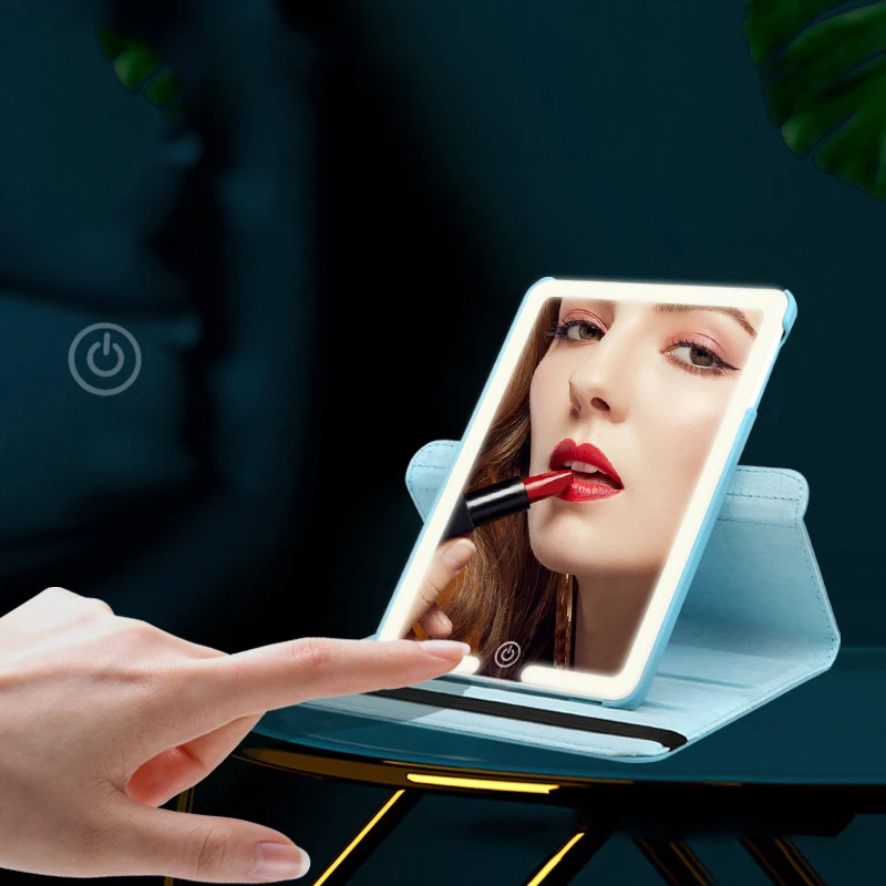 

Ultra Thin Touch Switch Three Colors Lights Led Rechargeable Lighted Makeup Mirror