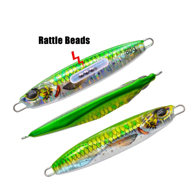 

Jetshark 60g 80g 3D Print Rattle Sounds Beads Inside Jigging Noise Baits Wholesale Fishing Lure Casting Metal Jigs