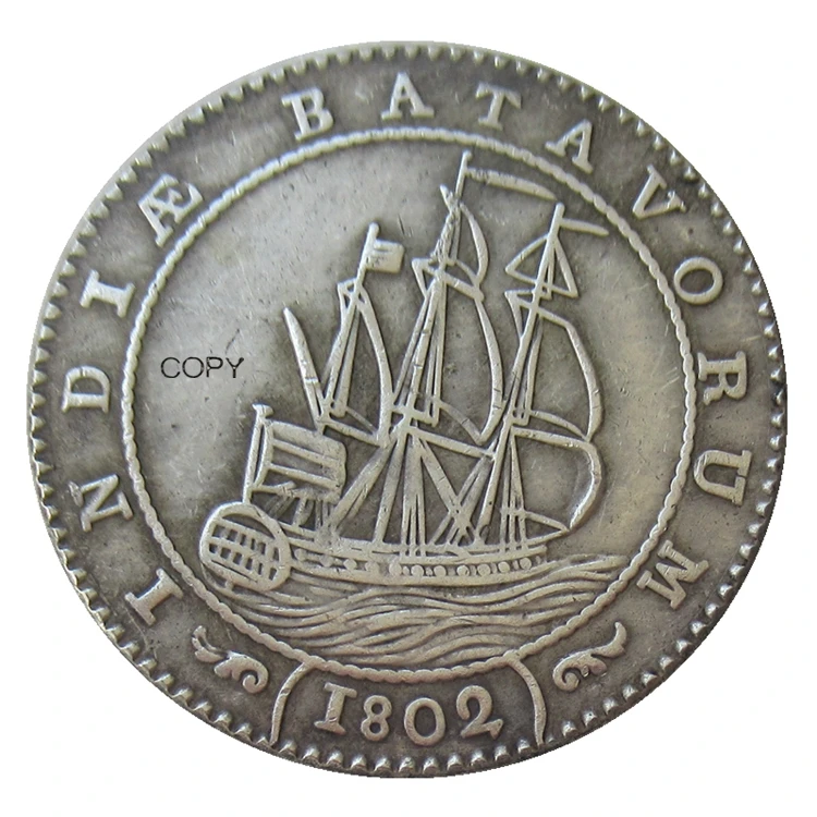 

Reproduction Netherlands East Indies 1 Gulden 1802 Silver Plated Coin