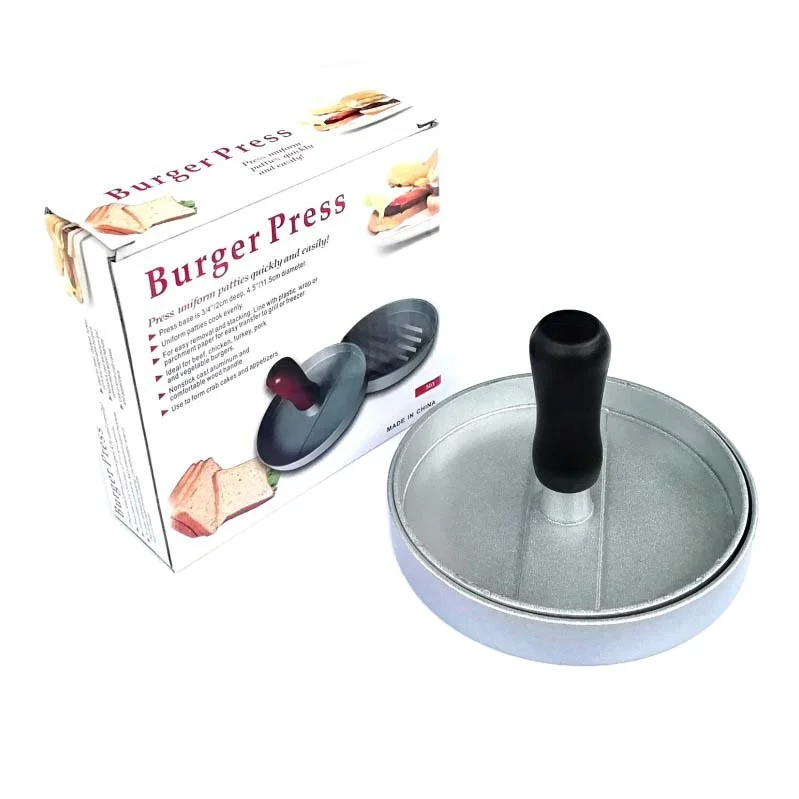 

Kitchen Manual Meat Pie Press Machine Simple Wood Handle Hamburger Maker Aluminum Food Making Gadgets