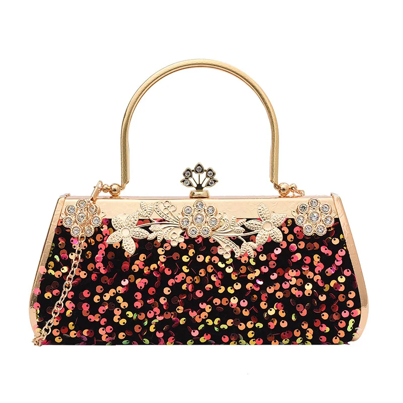 

2022 Delicate Rhinestone Luxury Wedding Bag Clutch Fashion Sequin Handbags Evening Bags, Multicolor