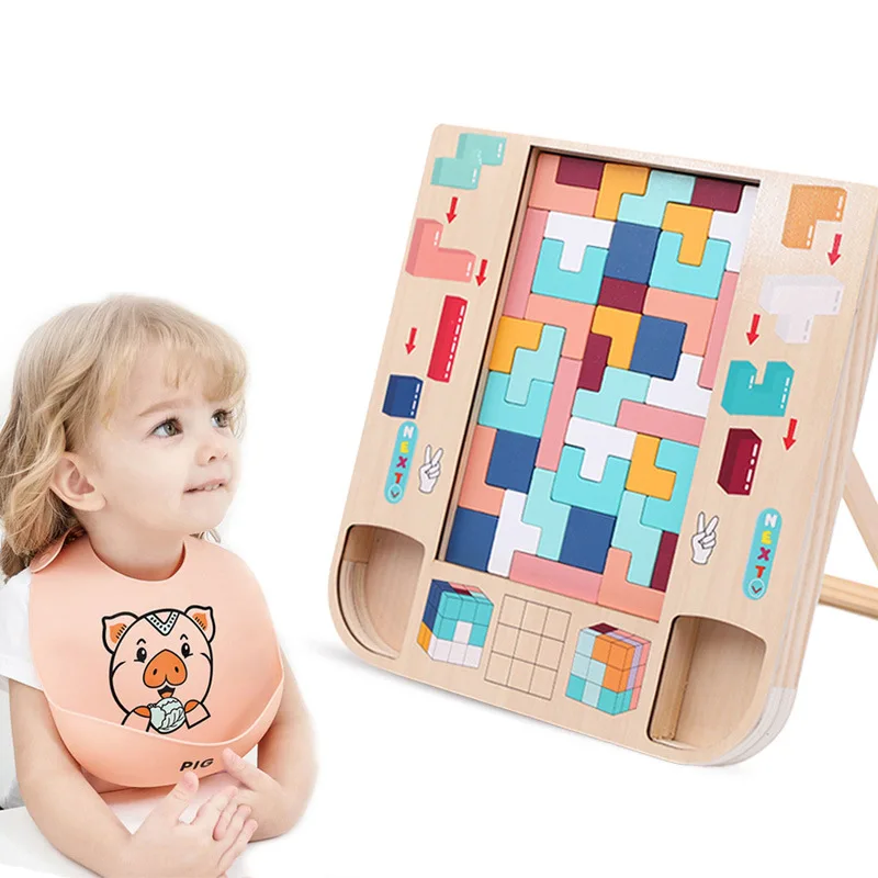 

CL414 Children's Intellectual Development Game Wooden Assembly Early Education Toys Geometric Building Blocks