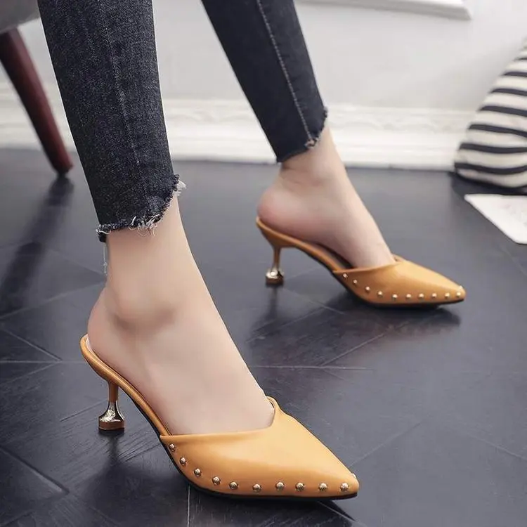 

cheap designer fashion summer high heel black slide sandals for women, 3 colors