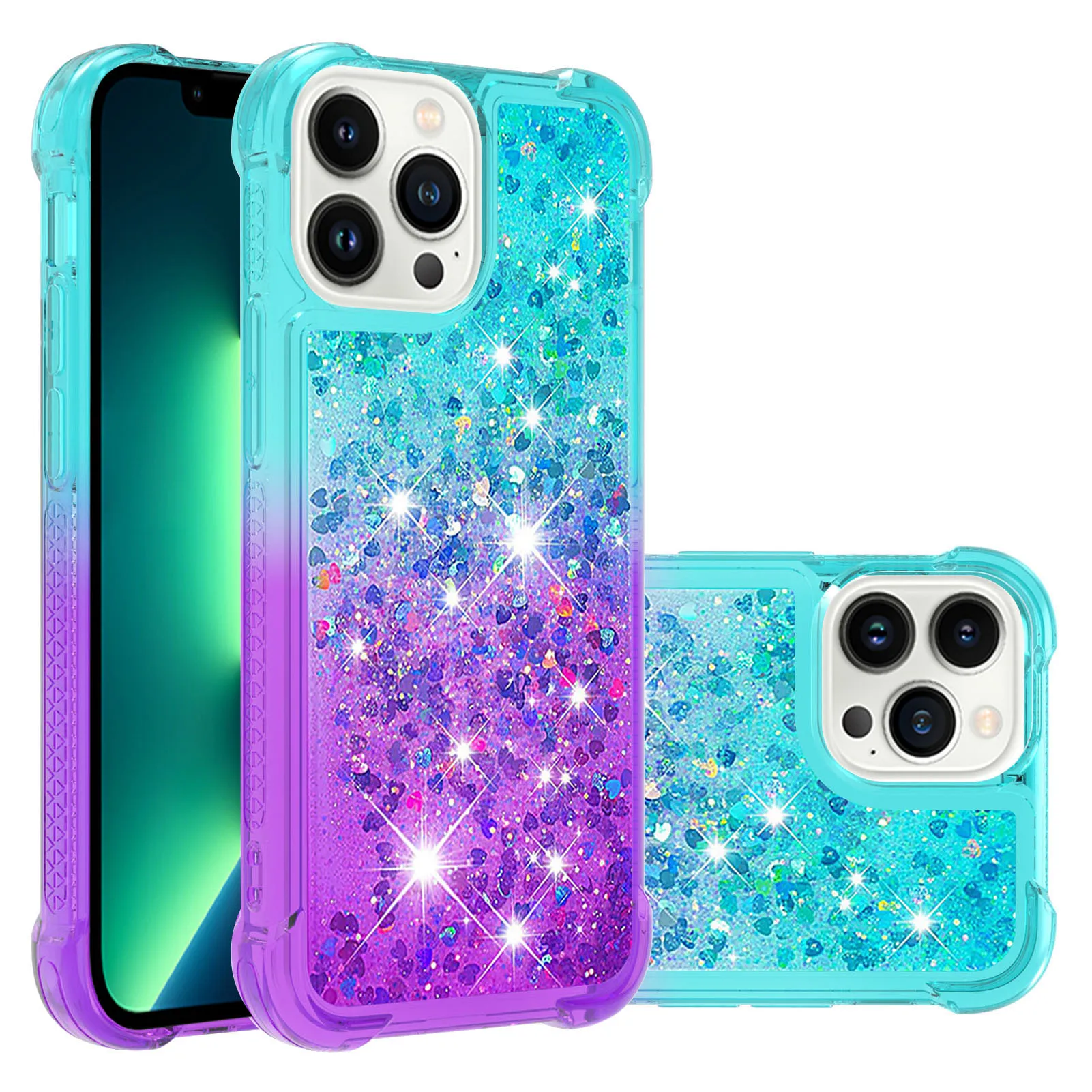 

Luxury Glitter Liquid Quicksand Gradient Phone Case For iPhone 12 MiNi 13 11 Pro Max 6S 7 8 Plus SE X XS XR 5 6 7 Covers, 10colors