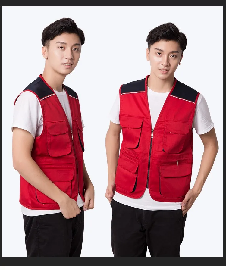 Custom Work Vest Uniform With Pockets Sleeveless Working Tool Vest